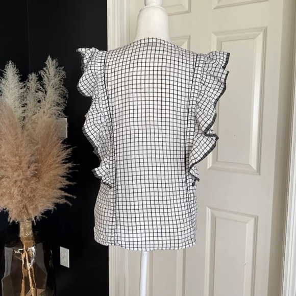 Anthropologie Scotch & Soda Lace Up Neck Ruffle Sleeve Top, White/Navy
Medium - Picture 11 of 12